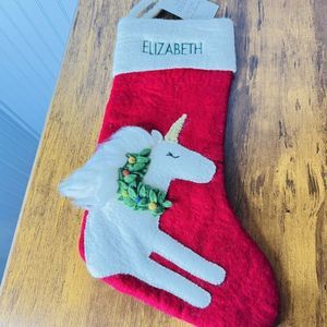 ELIZABETH West Elm & Pottery Barn Kids UNICORN Felted Christmas Stocking NWOT